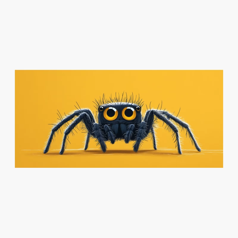 Macro Shot of Jumping Spider on Vibrant Yellow Background Coffee Mug