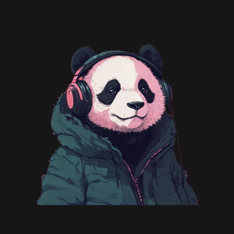 Cool Panda Listening to Music in Cozy Jacket Mouse Pad