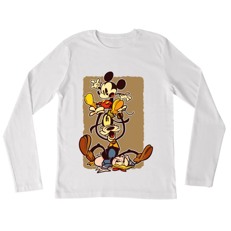 Classic Cartoon Chaos: A Tower of Laughter Female Long Sleeve T-Shirt