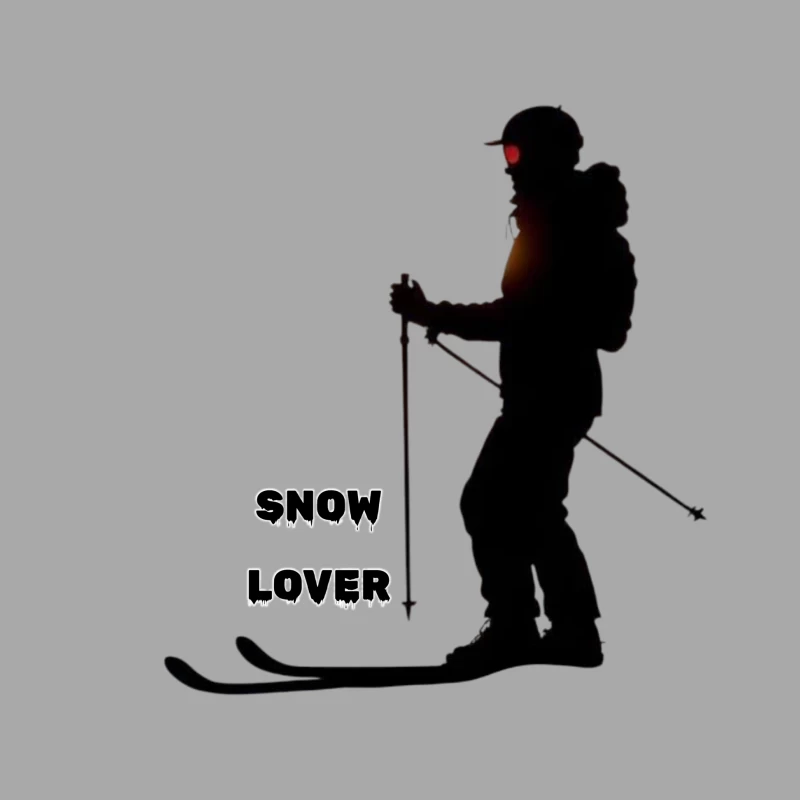 Silhouette of Snow Lover Skiing Male Pullover Hoodie