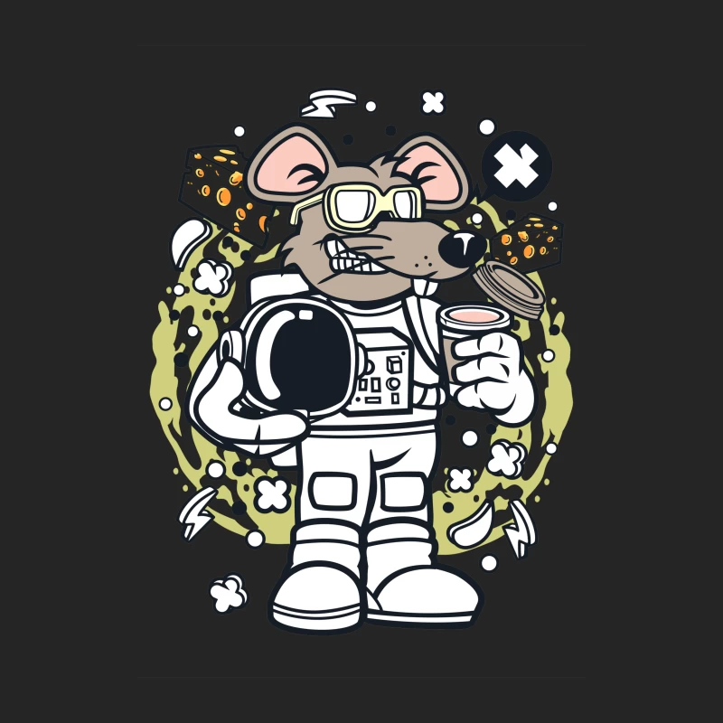 Rat astronaute avec café et casque Femme Sweat-shirt à enfiler