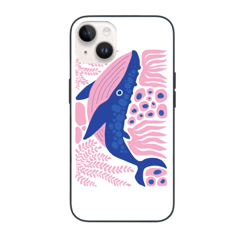 Whimsical Whale in a Coral Dream iPhone Case