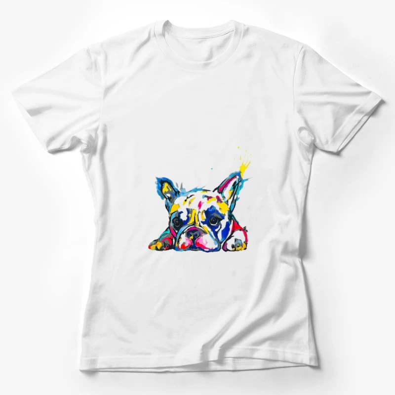 Bunter französischer Bulldoggen-Kunst Damen T-Shirt