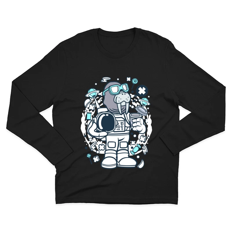 Astronaute morse dans l'espace Homme Manches Longues T-Shirt