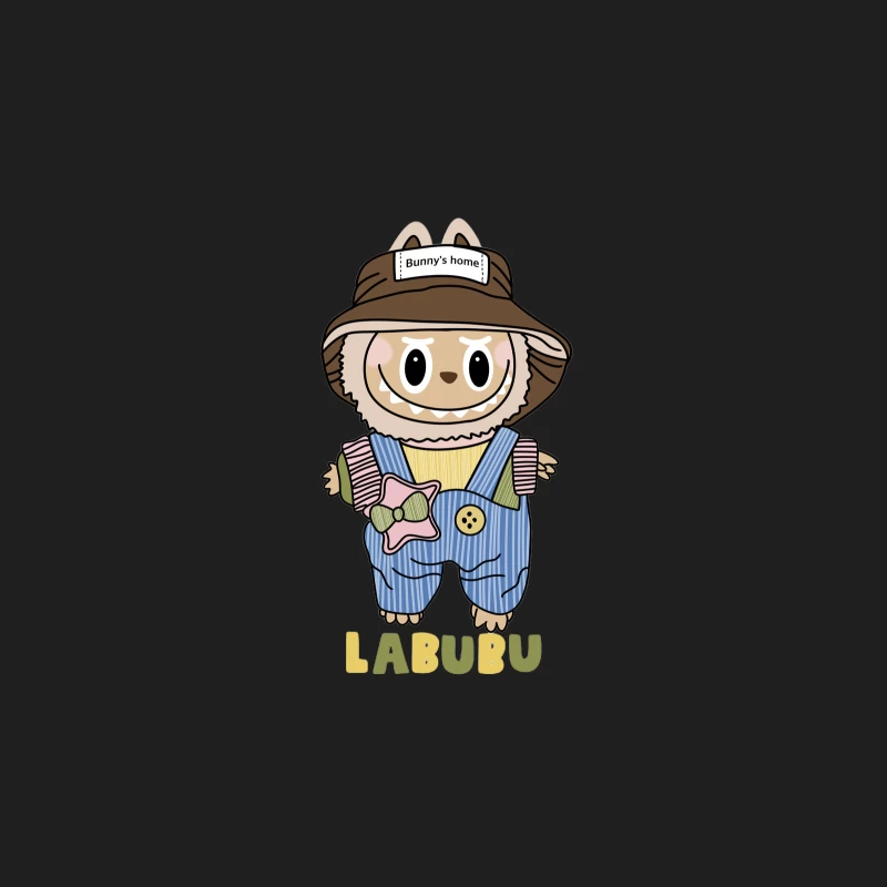 Niedlicher Labubu-Charakter mit Overall und Hut Herren Tanktops
