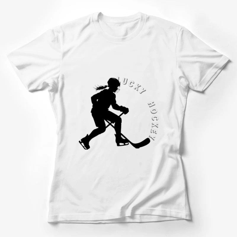 Female Hockey Player Silhouette in Action Female T-Shirt