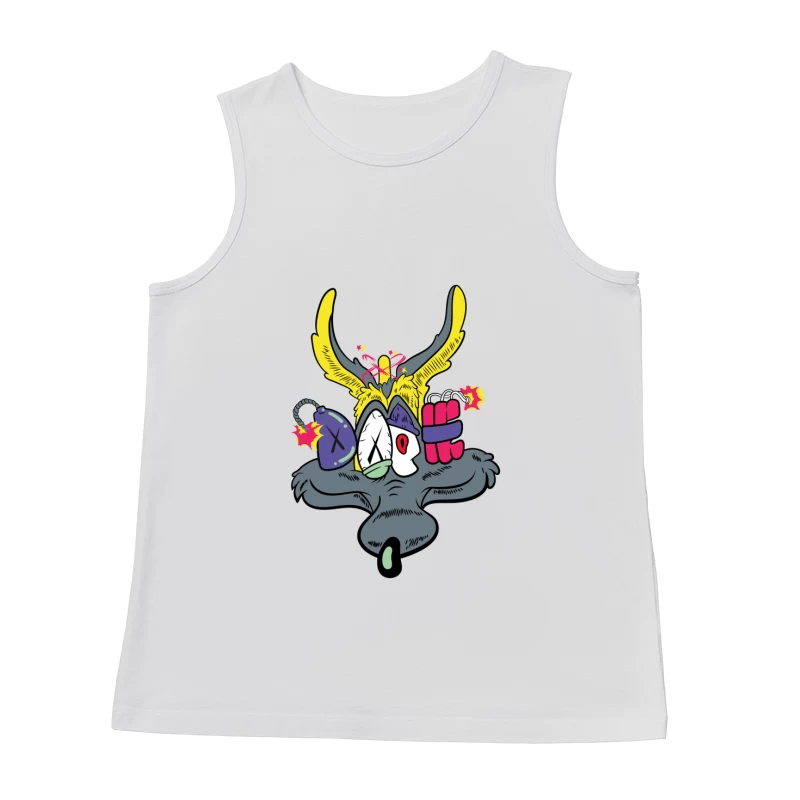 Whimsical Cartoon Creature with Explosive Elements Male Tank Top