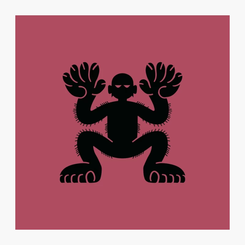 Primitive Tribal Creature Silhouette Pin