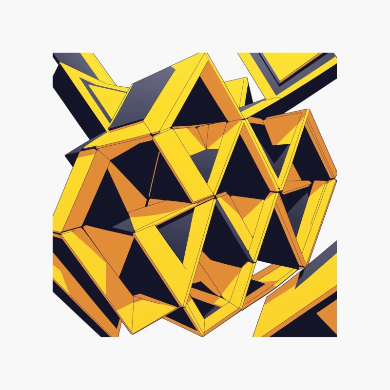 Abstract Geometric Shapes in Yellow and Black Cotton Tote Bag