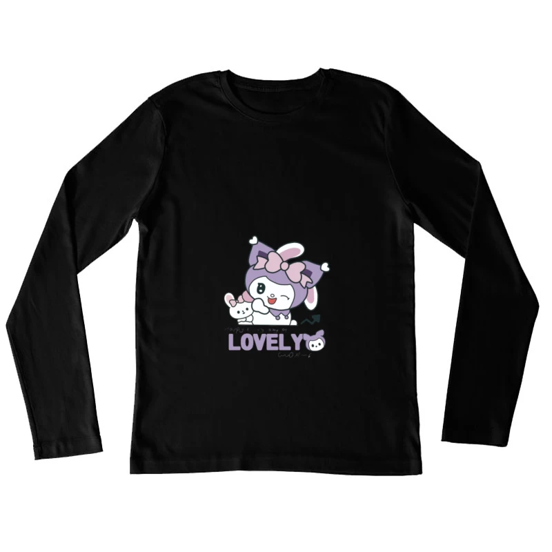 Design di personaggio carino con fiocco Maglietta maniche lunghe Donna