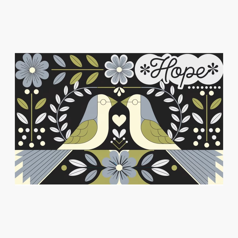 Hopeful Folk Art: Birds and Flowers in Symmetry Travel Mug