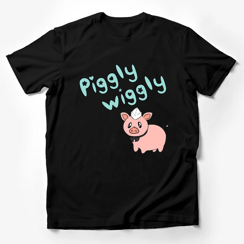 Cute Cartoon Pig with "Piggly Wiggly" Text Male T-Shirt