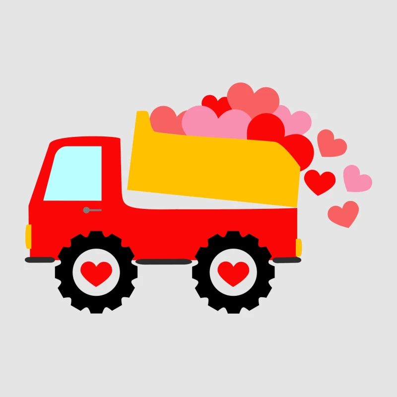 Camion déchargeant des cœurs colorés Femme Sweat à capuche