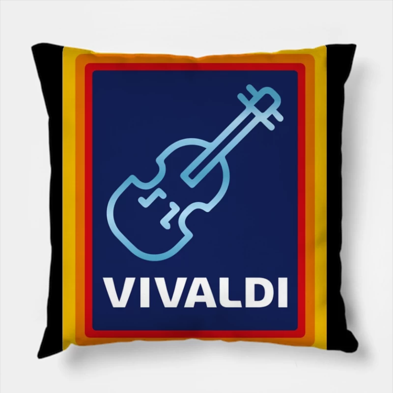Vivaldi Classical Music Logo with Violin Icon Throw Pillow