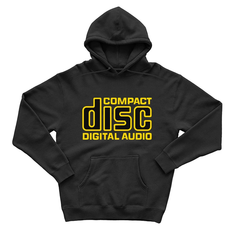 Vintage Compact Disc Digital Audio Yellow Logo Design Male Pullover Hoodie