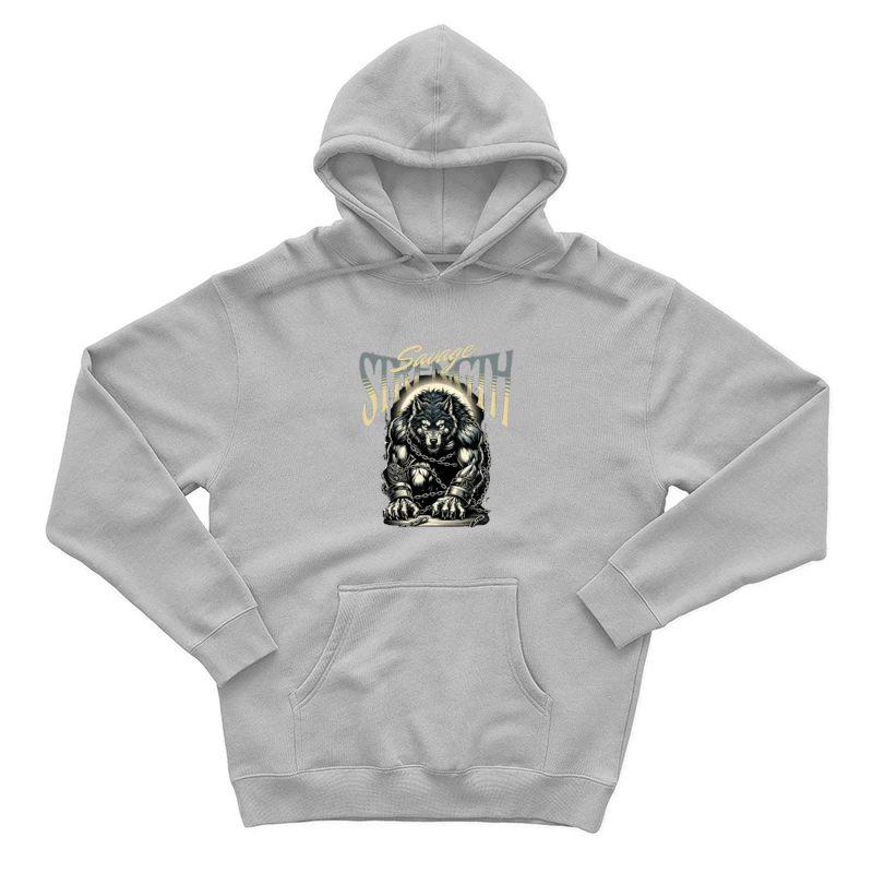 Savage Strength: Chained Werewolf Dark Art Male Pullover Hoodie