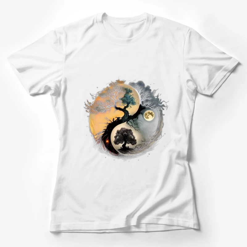 Yin Yang Tree Art Female T-Shirt