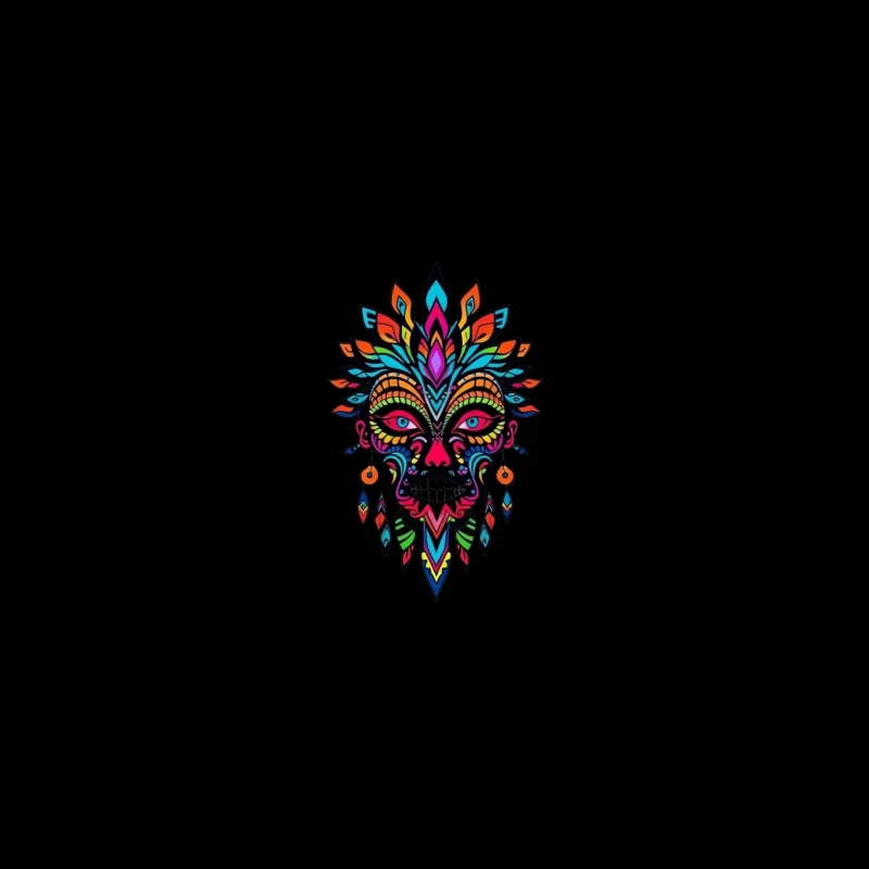 Colorful Tribal Mask Illustration Coffee Mug
