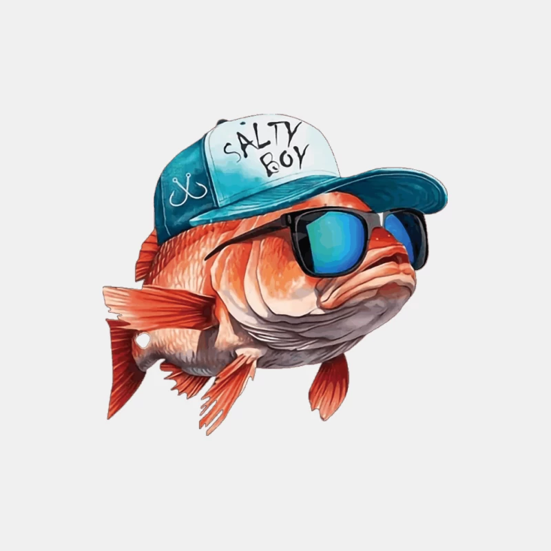 Lustiger Fisch mit Sonnenbrille und Kappe Herren Tanktops