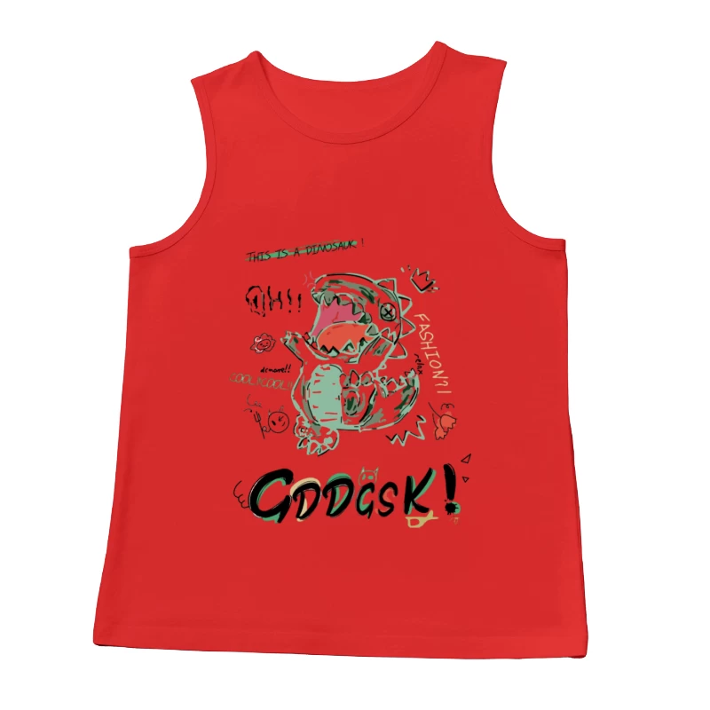 Modischer Dinosaurier mit Krone und Text Herren Tanktops