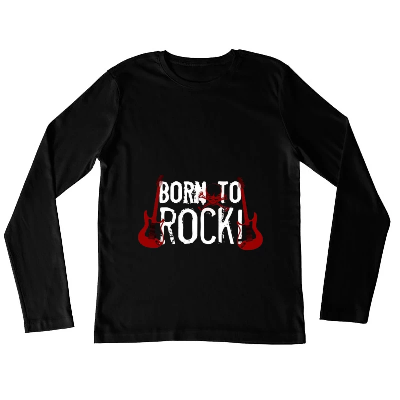 Rock Music Design Featuring Guitars and Skull Female Long Sleeve T-Shirt
