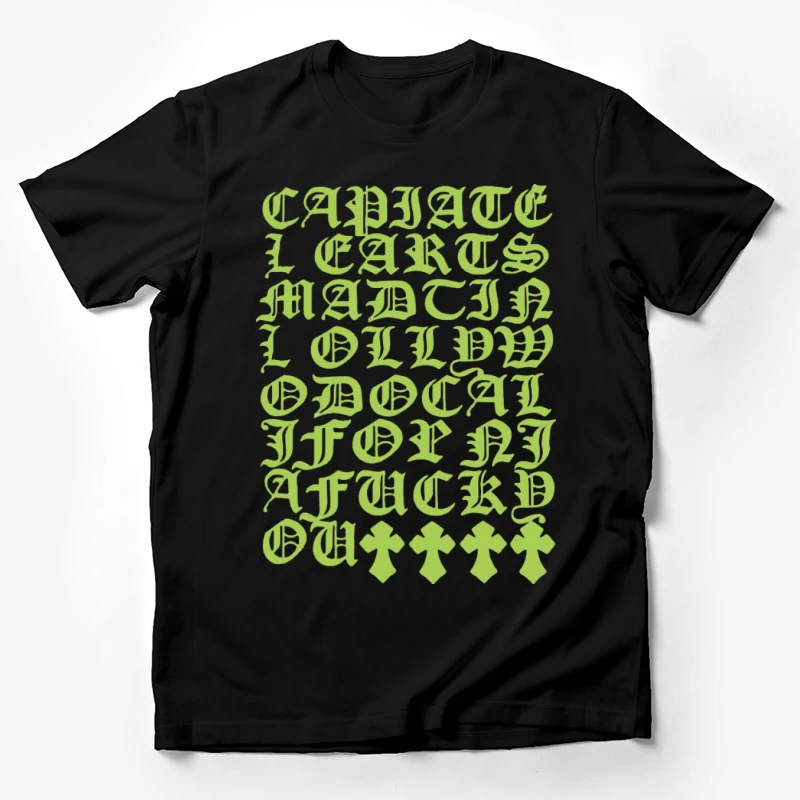 Grüne gotische Buchstaben auf schwarzem Hintergrund Herren T-Shirt