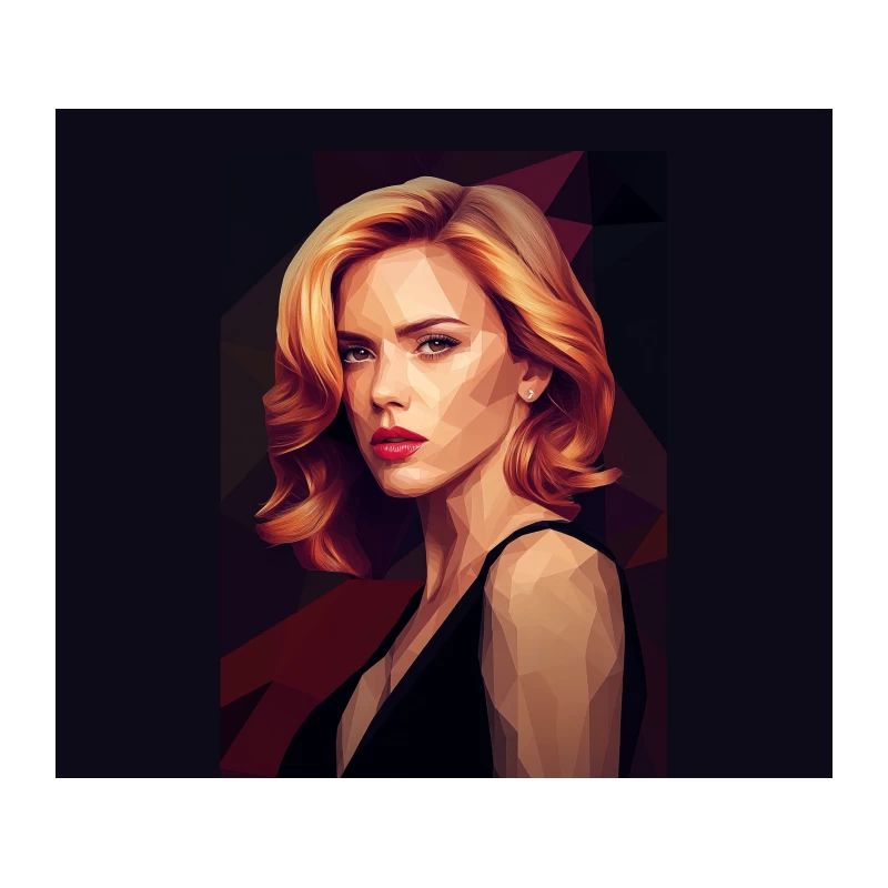 Stylized Portrait of Elegant Blonde Woman with Geometric Background Tapestry