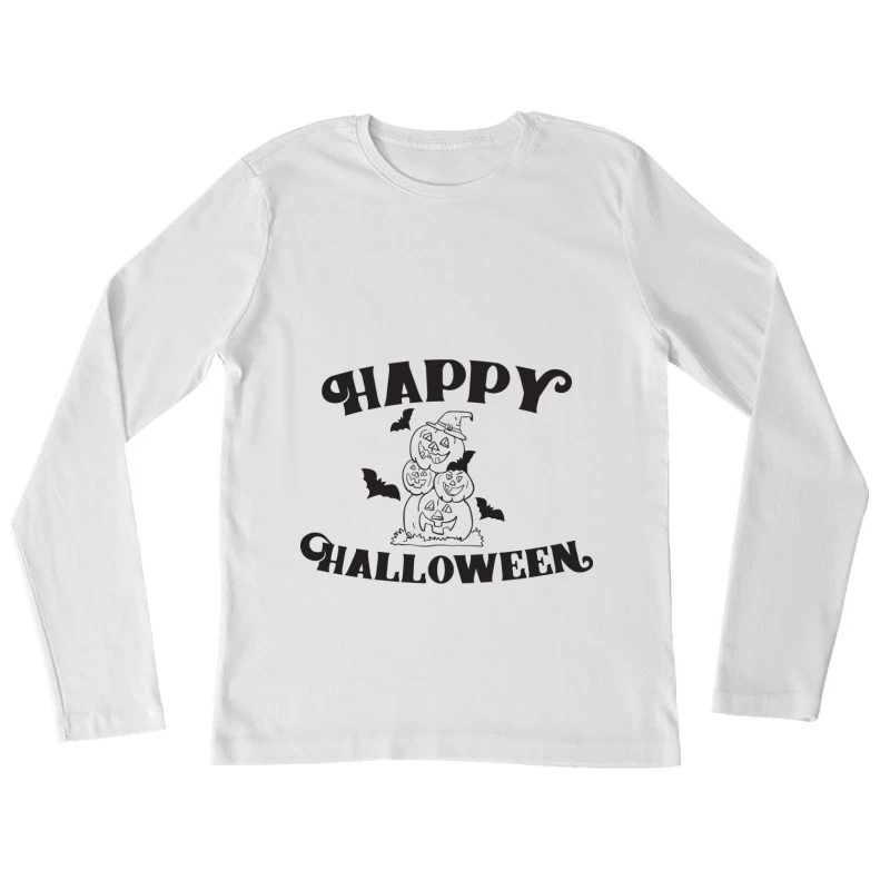 Citrouilles et chauves-souris pour Halloween Femme Manches Longues T-Shirt