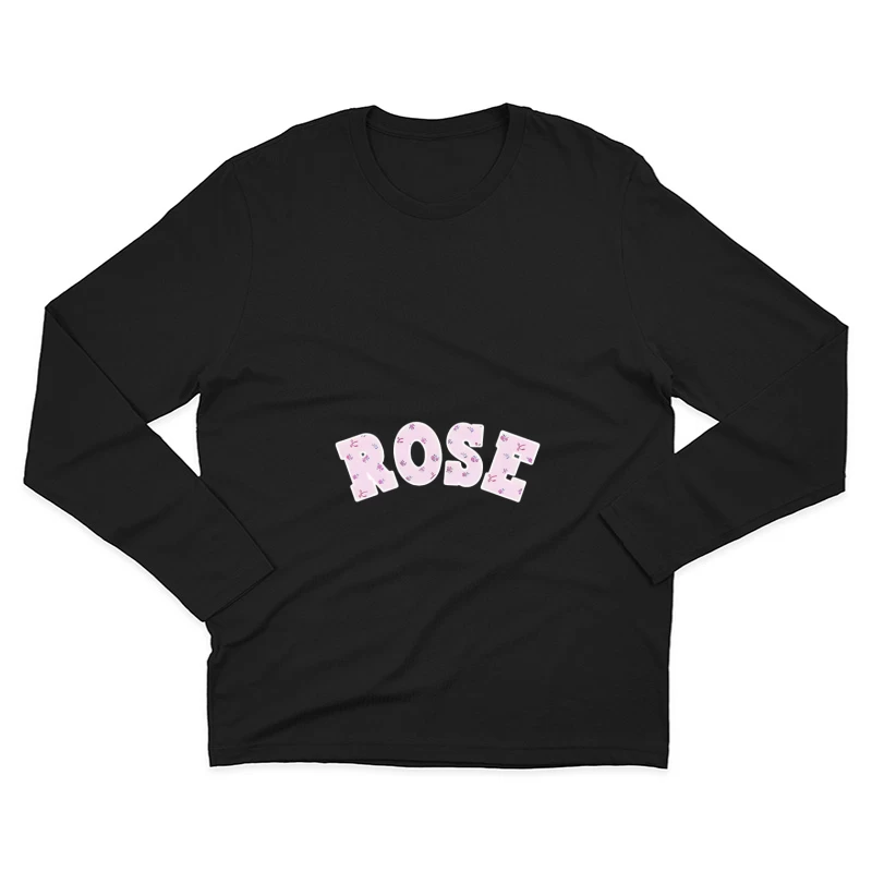 Rosa Schriftzug mit Blumenmuster Herren Langarm T-Shirt