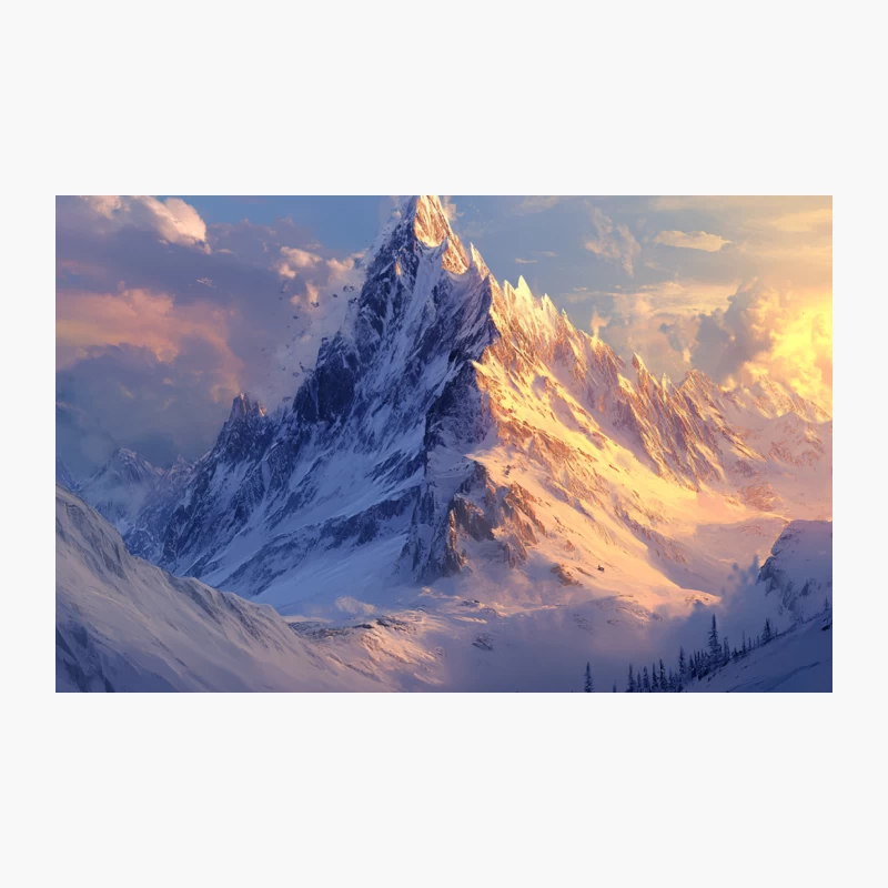 Majestic Snowy Mountain Peak at Sunset Travel Mug