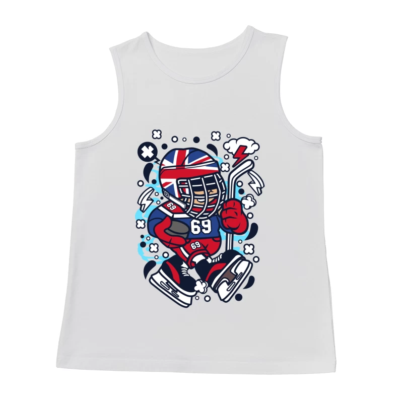Hockey britannique avec mascotte énergique Homme Débardeur