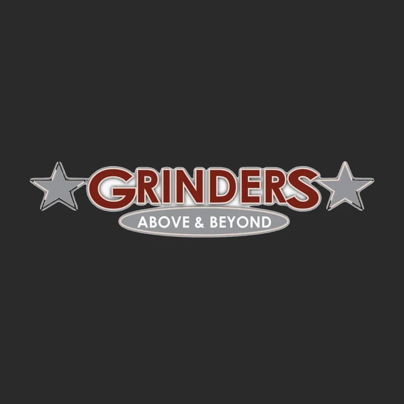 Grinders Restaurant Logo with Metallic Stars and Red Text Baseball Cap