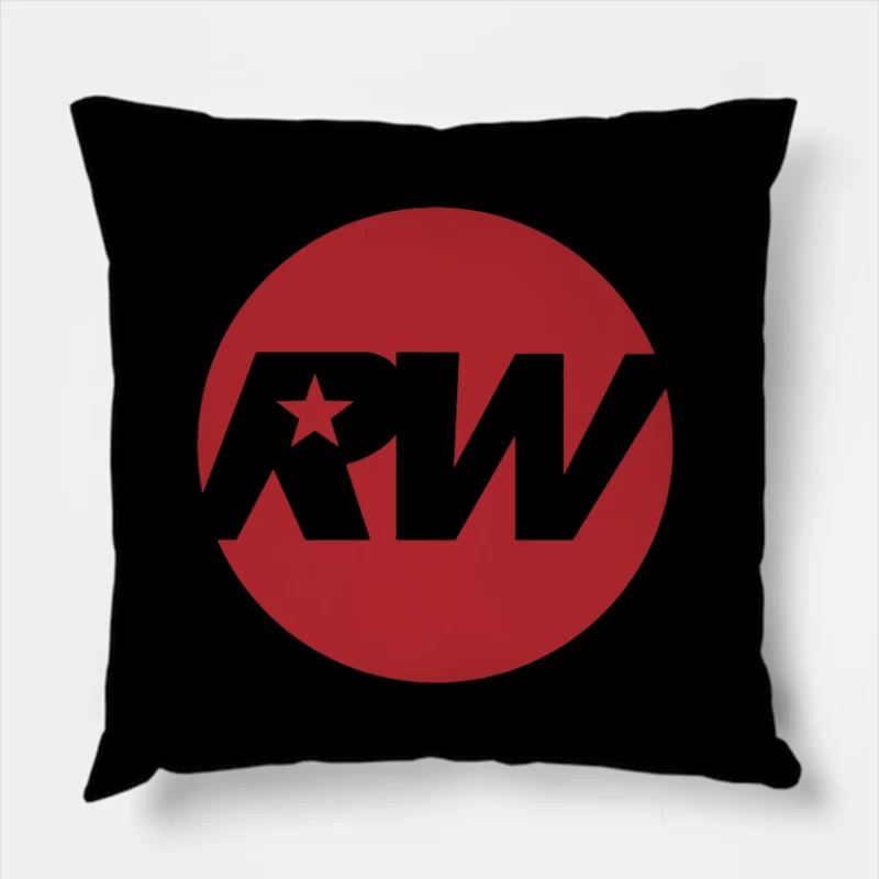 Red and White RW Star Logo Design Throw Pillow