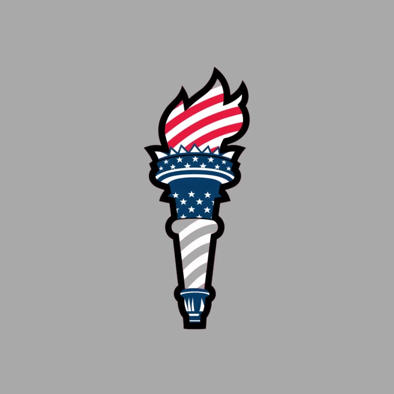 American Patriotic Liberty Torch with Flag Design Female Pullover Hoodie