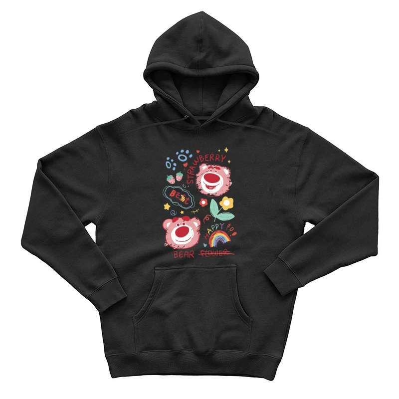 Bären und Erdbeeren Grafik Herren Pullover Hoodie