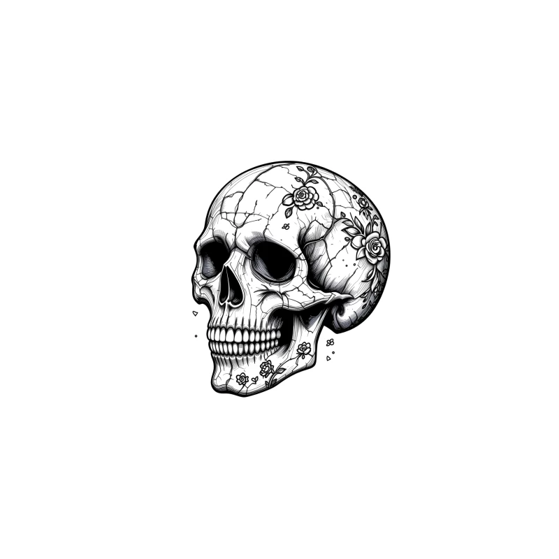 Artistic Skull with Floral Details Desk Mat
