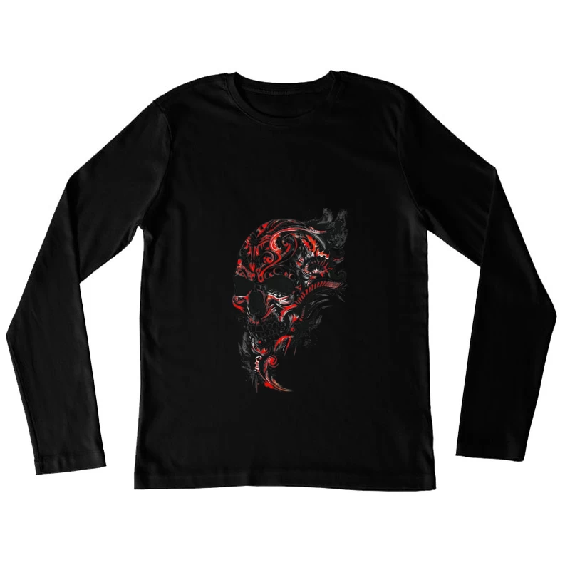 Abstract Decorative Skull Art Female Long Sleeve T-Shirt