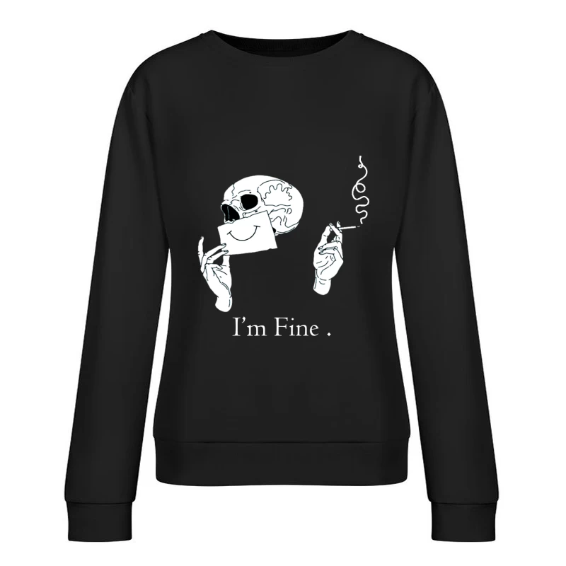Skull with a Smile and Cigarette Female Pullover Sweatshirt