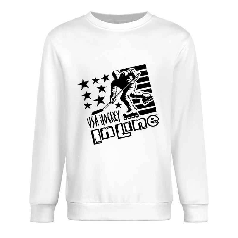 USA Inline Hockey Sports Logo with Stars and Stripes Design Male Pullover Sweatshirt