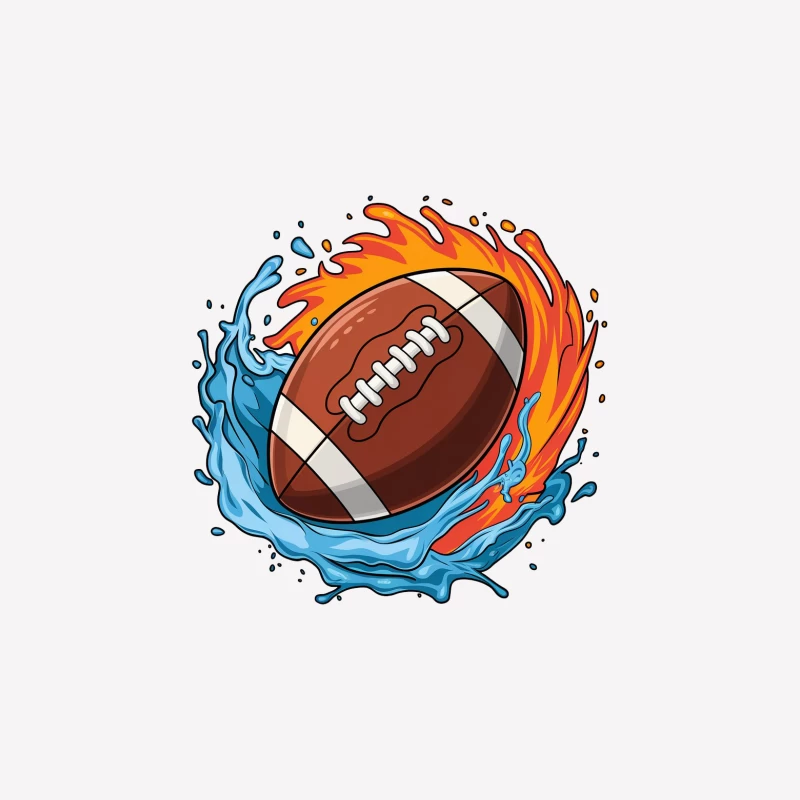 Dynamic American Football with Fire and Water Elements Female T-Shirt