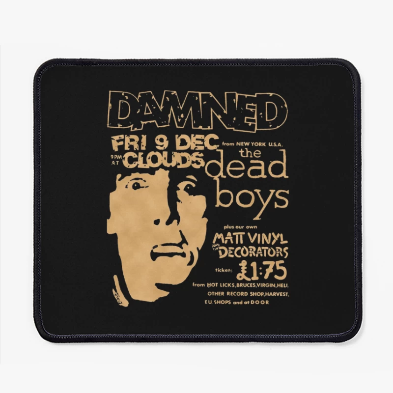 Vintage Concert Poster for The Damned with Clouds and Dead Boys - December 9th Mouse Pad