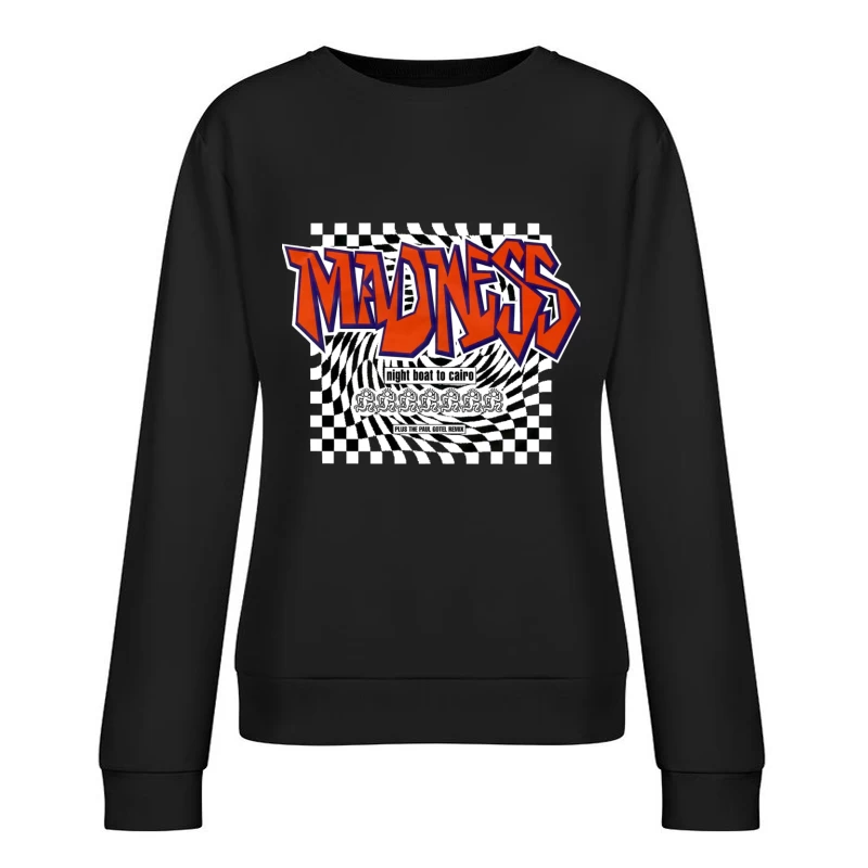 Madness - Night Boat to Cairo Album Cover with Checkerboard Design Female Pullover Sweatshirt