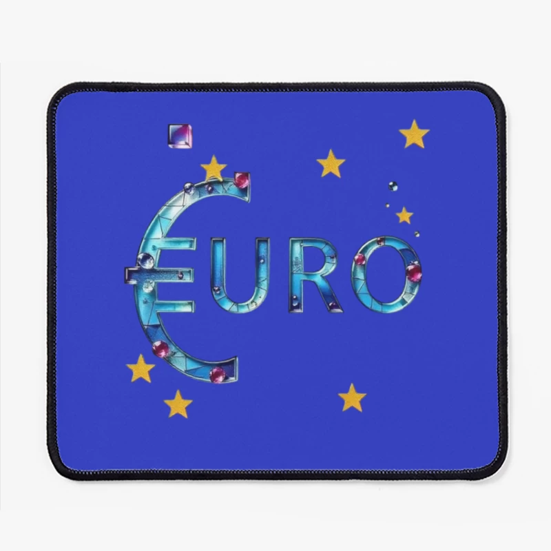 Decorative Crystal Euro Symbol with European Stars Mouse Pad