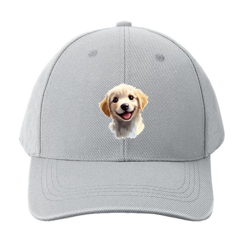 Adorable Smiling Golden Retriever Puppy Digital Portrait Baseball Cap