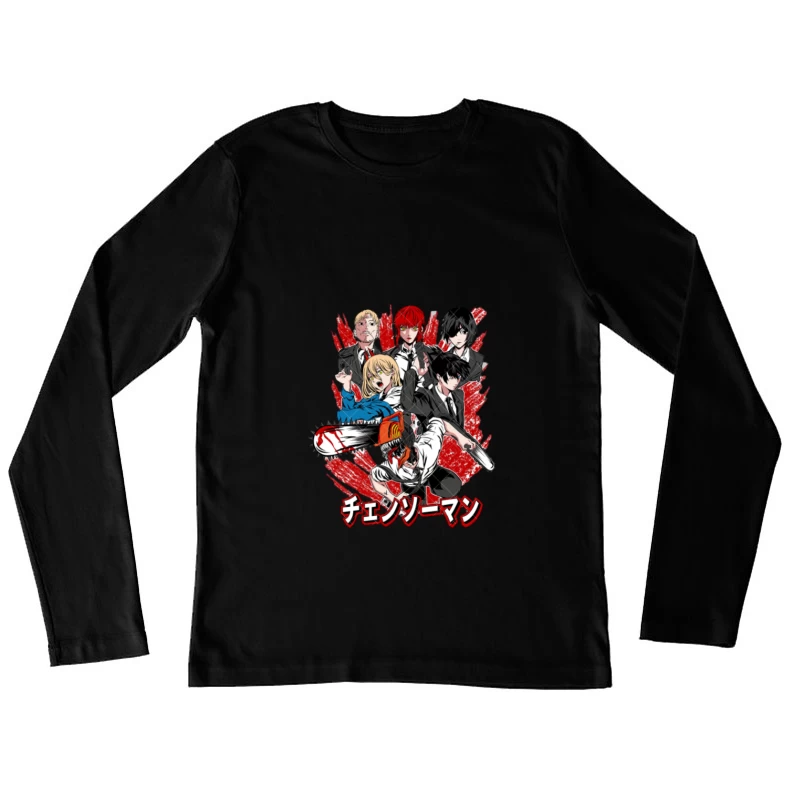 Chainsaw Man Charaktere mit Kettensäge Damen Langarm T-Shirt
