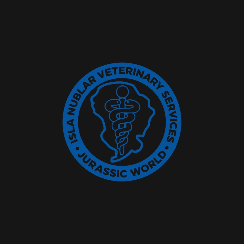 Jurassic World Veterinary Services Logo with Caduceus Symbol Desk Mat