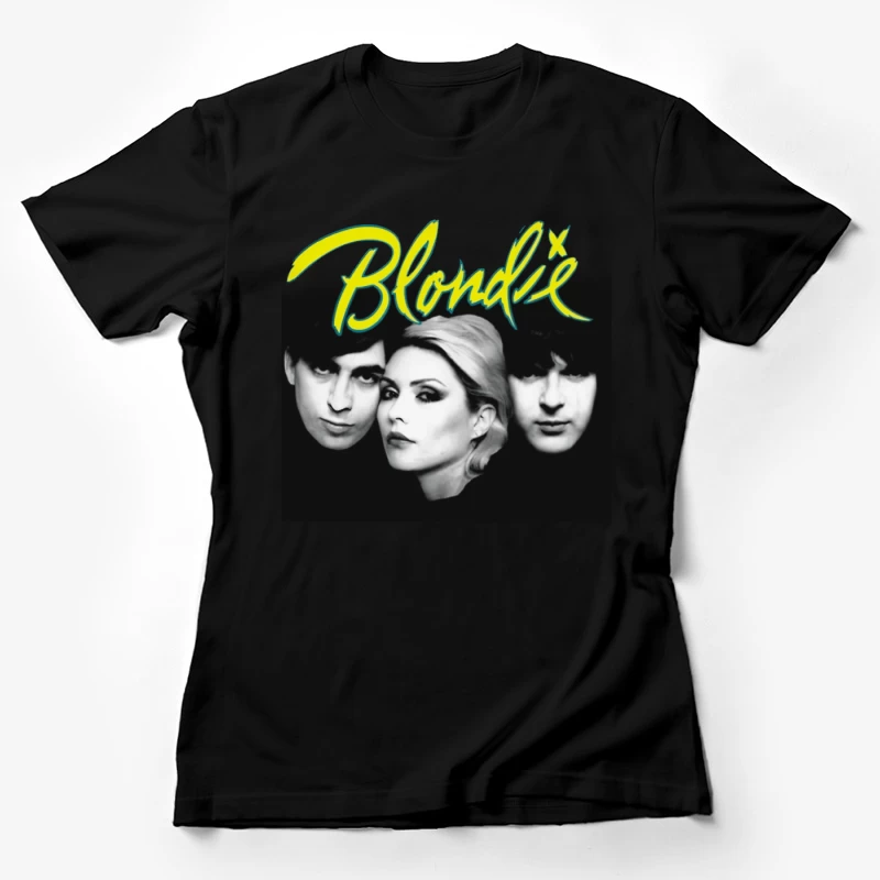 Iconic Black and White Portrait of New Wave Band Blondie Female T-Shirt