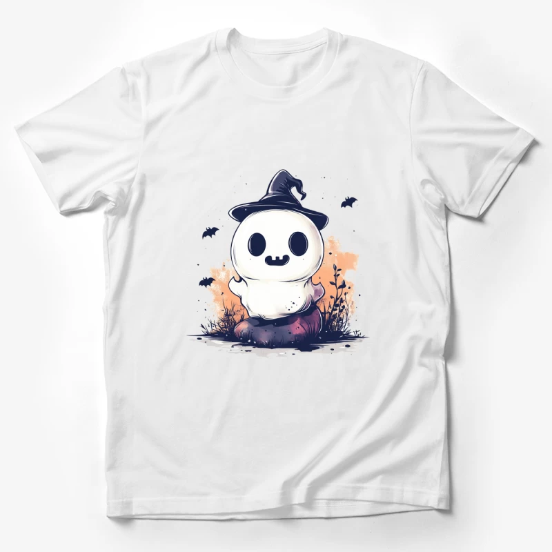 Cute Ghostly Halloween Character with Witch Hat Male T-Shirt