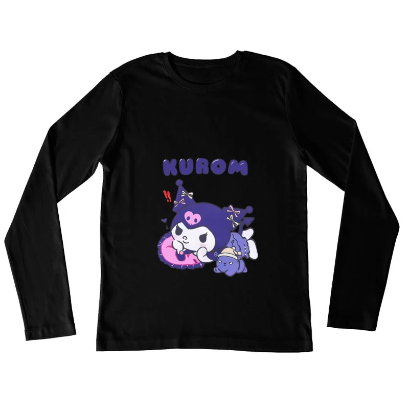 Kawaii Kuromi Illustration mit Donut Damen Langarm T-Shirt