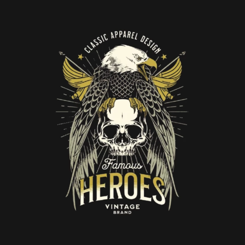 Heroic Eagle Skull with Golden Wings Vintage Design Female Long Sleeve T-Shirt